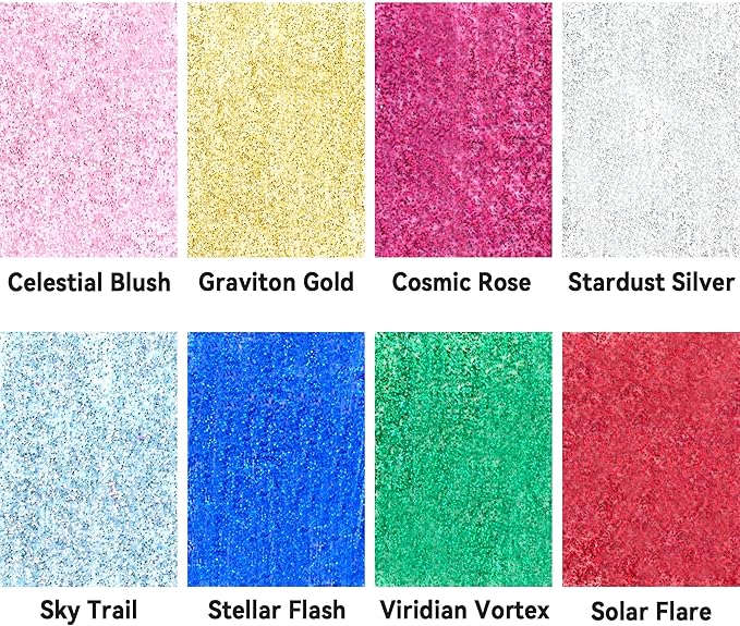 AUREUO Galaxy Glitter Acrylic Paint Set - 8 Twinkle Colors 0.71 Fl Oz / 21ml Tubes Sparkling Art Paints for Crafts Decor Non-toxic Painting Supplies for Artists