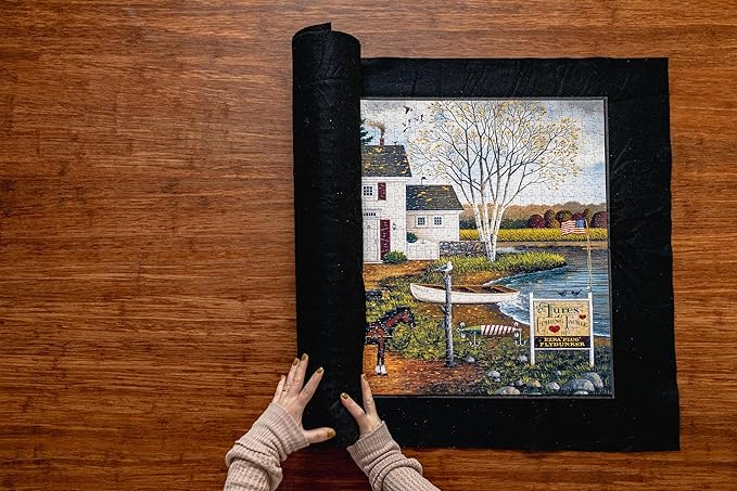 Buffalo Games - Roll-Up Puzzle Mat - Puzzle Saver and Assembly Accessory - Felt Mat - Fits up to 1000 Piece Puzzle - Black