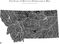Muir Way Hydrological River Map of Montana - Watershed Topographic Wall Art for Home, Office, or Travel Decor - Unframed Flat Paper Print, 24x30