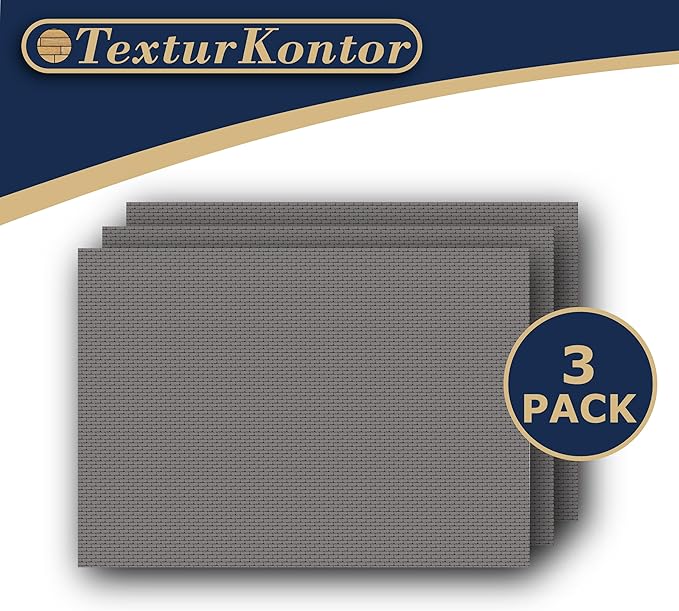 3 Sheets Self-Adhesive Decorative Film Paving Stones and Surfaces for Model Making in Scale 1:87 Scale H0 (UK: 3.5 mm Scale) (Wall Bricks)
