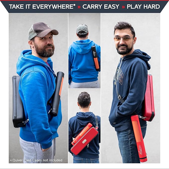Quiver Time Black XL Orion Playmat Tube - TCG MtG Playmat Tube Case with Waterproof Zipper, Hidden Dice Pocket, Adjustable Removable Shoulder Strap, See-Through Window, Fits 14" and 15" playmats
