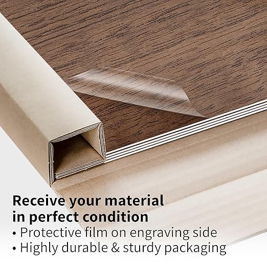Trotec TroLase | 12"x24"x1/16", 4 Pcs | English Walnut/White | 2 Ply | Modified Acrylic | Laser Engraving Double Color Plastic Sheet | Engraving Blanks for Laser, Saw, Guillotine | Made in USA