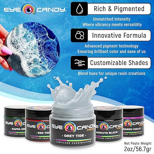 Eye Candy Pigment Paste Multipurpose DIY Arts and Crafts Additive | Epoxy, Resin Art Paste |Highly Pigmented | Woodworking (Grey Tide)