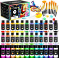 52 PCS Classic & Pastel & Glow in the Dark Acrylic Paint Set with 12 Brushes, 2 Knives & Palette, 36 Colors Art Craft Paint for Beginners, Halloween Pumpkin Canvas Ceramic Rock Painting Kit