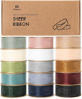 Vitalizart 1" x 150 Yd Organza Ribbon Mixed Color Sheer Ribbons Set 10 Yd x 15 Rolls Handmade for Gift Wrapping Christmas Tree Crafts Bows Wedding Invitations Wreaths Wrap