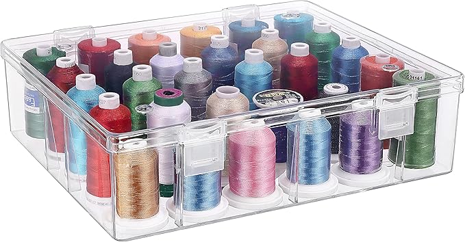 New brothread Tall and Clear Storage Box/Organizer for Holding 30 Spools Home Embroidery & Cotton Thread Spool Compatible with Tall Thread Spool from Isacord/Floriani/Madeira/Glide/RA/ConnectingThread
