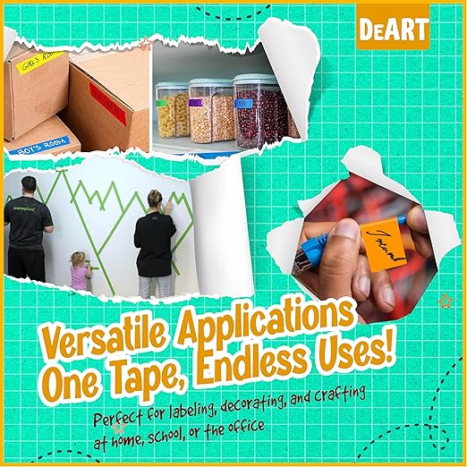 8X Colored Masking Tape, 33 Ft x 1 inch Colored Painters Tape for Arts & Crafts Labeling or Coding, Education Supplies & Craft Supplies Color Tape Rolls, Colorful Masking Craft Tape, Drafting Tape