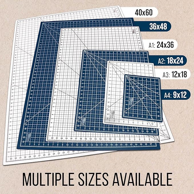 U.S. Art Supply 36" x 48" Self-Healing Cutting Mat 5-Ply - Double-Sided White/Blue Craft Mat, Non-Slip Cutting Mats for Crafts, Sewing, Quilting, Scrapbooking