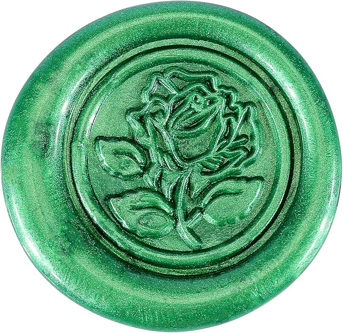 Yoption 12 Pcs Sealing Wax Sticks with Wicks, Antique Metallic Green Totem Fire Manuscript Seal Wax for Wax Seal Stamp (Metallic Green)
