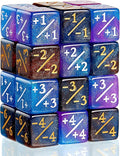 Sumind 24 Pcs Magic Life Counter Dice -1/+1 Counters Commander Buff Tokens 6 Sided Dice Loyalty Life Gifts Compatible with MTG CCG TCG Cards Gaming Accessory (Artsy Style)