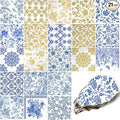 21 Pack Assorted Floral Napkins Decoupage Decorative, Decoupage Napkins Cocktail Decorative Paper for Birthday Party Beautiful Gorgeous, 21 styles of decorative paper (Blue and Gold Floral)
