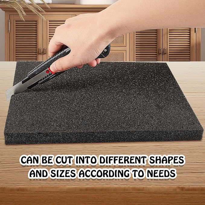 Amylove Polyurethane Foam 24" x 72" High Density Cushion Upholstery Foam Sheet for Seat Replacement DIY Projects Chairs Headboards Sofas Home(1" x 24" x 72",Black)