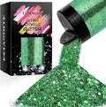 Chunky Glitter, 160G/5.64OZ Craft Glitter for Epoxy Resin, Mixed Fine Glitter & Chunky Glitter, Metallic Chunky Glitter for Hair, Nail Arts, Body, Bulk Glitter for DIY Tumbler Painting (Xmas Green)