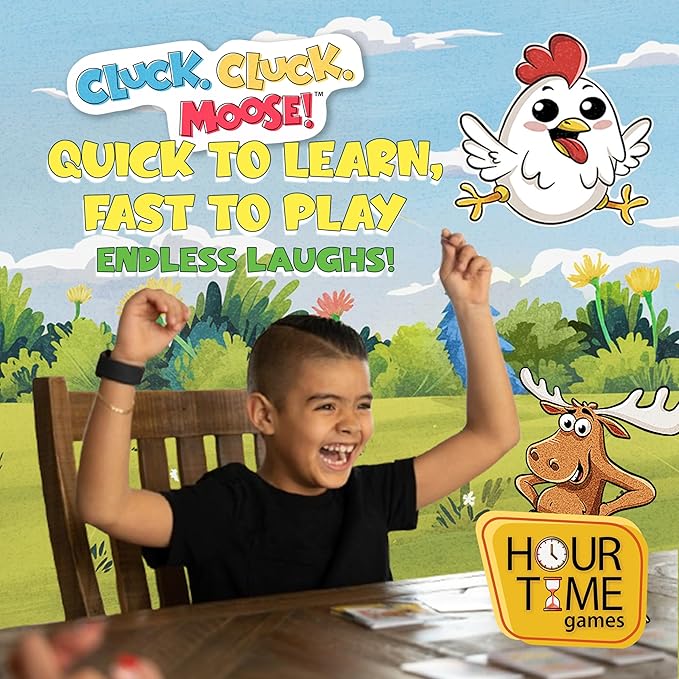 Hour Time Games Cluck Cluck Moose – Hilarious Animal-Themed Card Game for a Fun Family Game Night, Family Games for Kids & Families, Reunion Gift Ideas, Stocking Stuffer & Goodie Bag Gift for Ages 4+