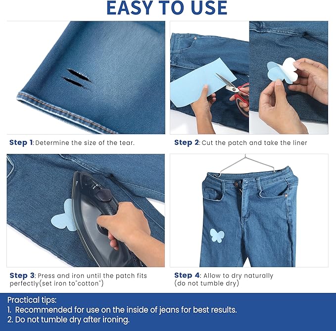 Denim Patches for Inside Jeans - Iron On Patches for Jeans - Jeans Patch for Repairing Pant Holes and Covering Imperfections, Large Size, 4 in. x 60 in.Black