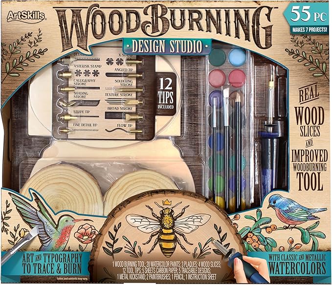 ArtSkills Wood Burning Tool Kit – 55 Piece Complete Woodburning Arts and Crafts Kit for Kids & Adults Cool Gifts for Teen Boys & Girls Fun Crafts DIY Projects