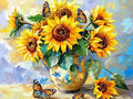 Moohue 14ct Counted Stamped Cross Stitch Kits for Adults Sunflowers and Butterflies Printed Cross Stitch Patterns Art Crafts Cross Stitch Supplies (Flowers 5)