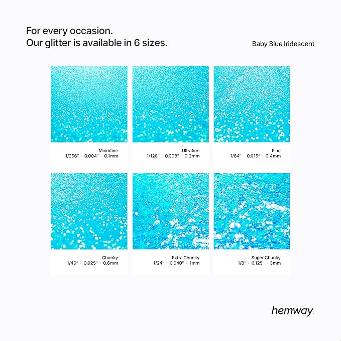 Hemway Polyurethane & Epoxy Resin Glitter 100g / 3.5oz Metallic Crystal Flake Additive for Flooring Jewelry Tumblers Glass Pigment - Microfine (1/256" 0.004" 0.1mm) - Baby Blue Iridescent