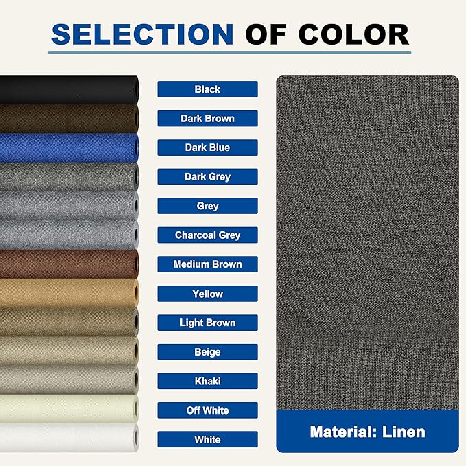 KING MOUNTAIN Linen Repair Patches, Self-Adhesive Linen Fabric Patches, 4 X 63 inch Extra Size, Multi Color, Can be Used for Linen Sofa Repair and Linen Clothes Repair (Dark Grey)