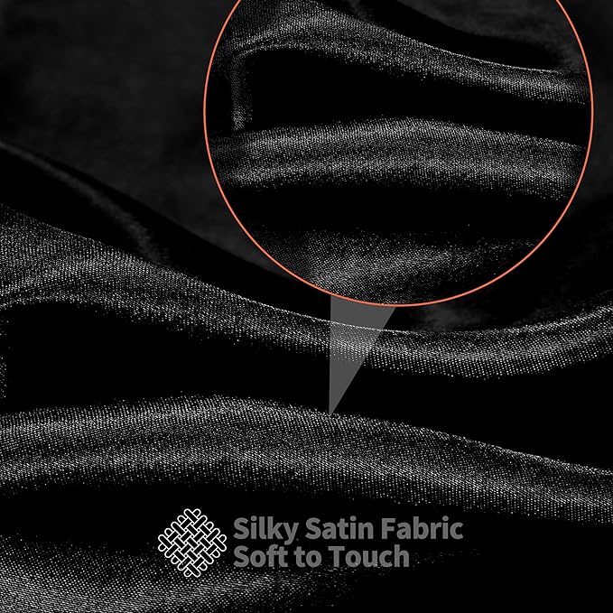 RUDONG M Black Satin Fabric by The Yard, 1 Yard x 60 Inch Wide Silky Charmeuse Satin Fabric, Soft Satin Fabric for Wedding Decorations, Bridal Dress, Sewing, Accessories, DIY Crafts