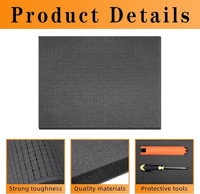 Sfcddtlg 8 Pieces Pick Apart Foam Insert- 2 Sizes Pick and Pluck Foam- Pluck Pre Cube Sheet Foam with Bottom Use for Board Game Box Cases Storage Drawer (16 Inch Long)