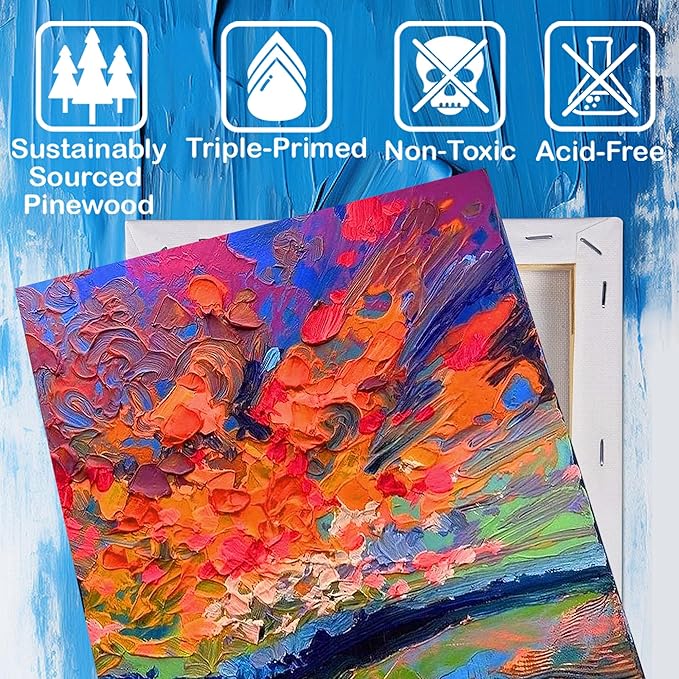 4 Packs Blank Canvases for Painting with 8x10in,11x14in(2 of Each), Stretched Canvases for Acrylics, Oils & Other Painting Media, 100% Cotton, 5/8 Inch Profile of Super Value Canvas Pack