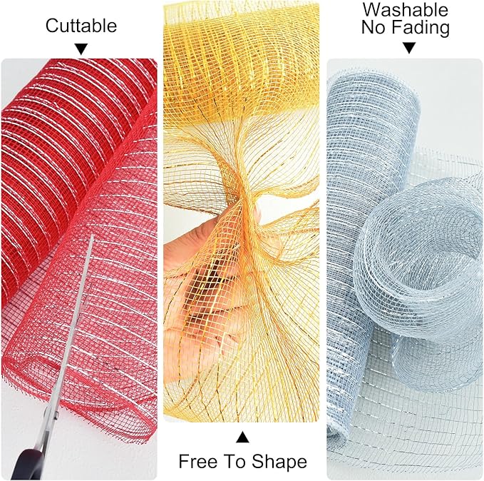 TONIFUL 2 Rolls 10 Inch Royal Blue Decorative Mesh Ribbbon Rolls, Fabric Mesh for Mesh Wreath Supplies, Front Door Wreath Crafts Tree Decor Christmas NewYears Halloween Decoration (10 yds/roll)