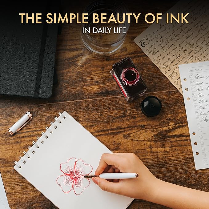 Wordsworth and Black Fountain Pen Ink Bottle (50 ml) Premium Luxury Edition, [Fuschia Pink] Fountain Pens Bottled Ink; Classic Designed Bottle Smooth Flow 50 ml