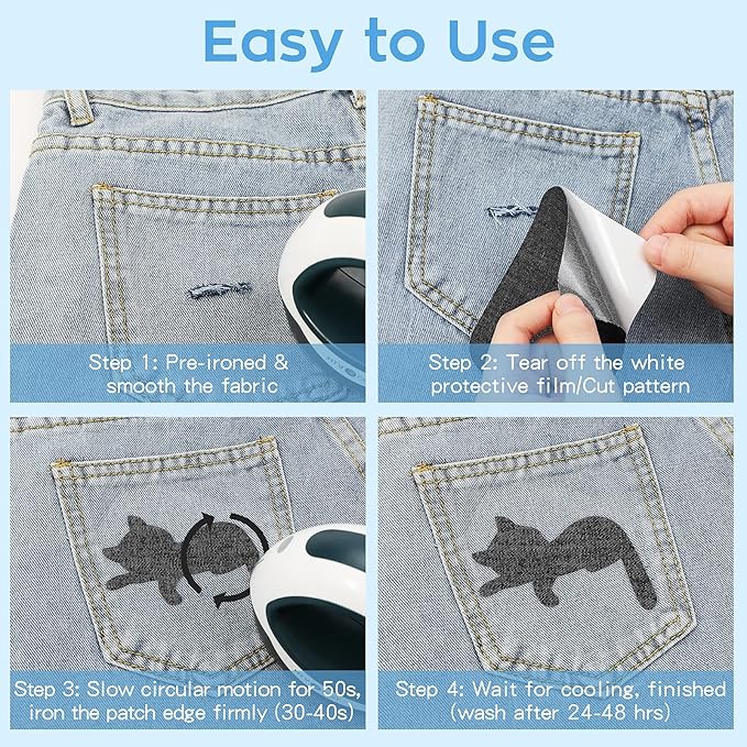 HTVRONT Iron on Patches for Clothing Repair, Cotton Patches Iron on, Black Repair Decorating Kit 20 Pieces Iron on Patch Size 3" by 4-1/4" (7.5 cm x 11 cm)