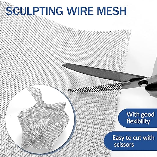 Sculpting Wire Mesh 15.7 Inch by 16.4 Foot Roll，Aluminum Wire Mesh for Arts and Craft for Sculpting Clay, DIY Projects, Model Train Scenery, Dioramas, Jewelry, Masks, Home Decor Art