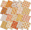 Ganeen 60 Pcs 10 x 10 Inch Fall Quilting Fabric Squares Thanksgiving Fat Patchwork Precut Strips Retro Pumpkin Maple Leaf Bundles for Harvest Autumn Holiday DIY Craft Sewing Quilt Material Handmade