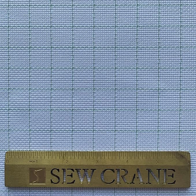 14CT Easy Count Thread Grid Aida Cloth Embroidery Cross Stitch Fabric, Green Grid, W59 x L20