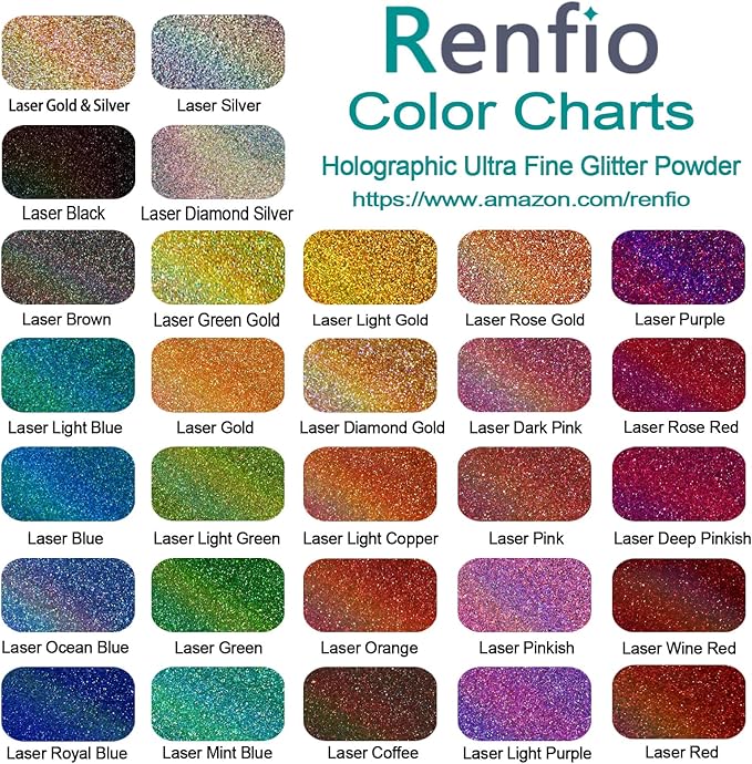 Renfio Holographic Ultra Fine Glitter Powder Metallic Resin Glitter 2.11 Oz (60g) PET Flakes Crafts Sequins 1/128" 0.008" 0.2mm Epoxy Chips Flakes for Tumblers Slime - Laser Orange