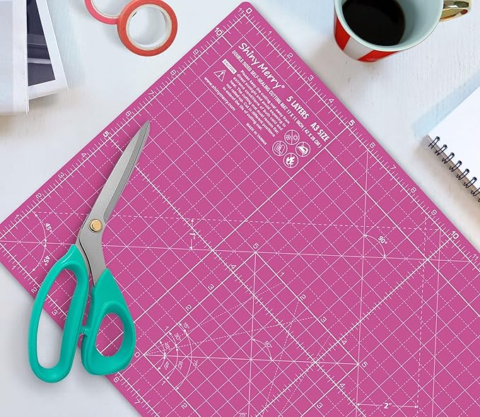 Self Healing Cutting Mat A3 12"x18" – Double Sided 5-Ply Craft Mat for Sewing, Quilting, Fabric, Scrapbooking – Pink/Purple