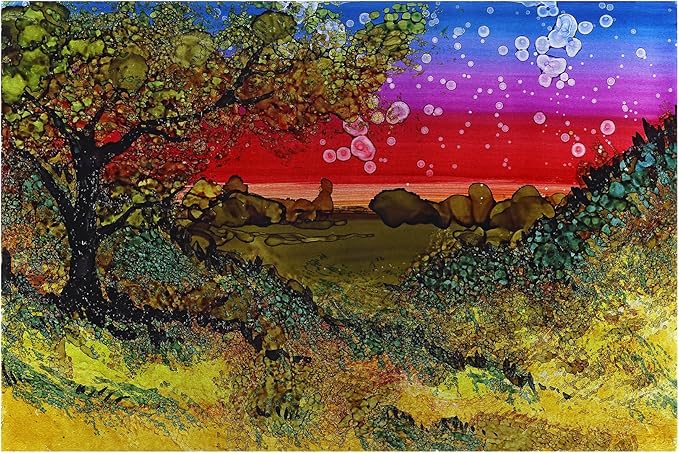 Artfinity Alcohol Ink Devastating Beauty Set of 10 Colors (25 ml) with Free Acrylic Stand - for Painting or Alcohol Marker Refill Ink, Acid-Free, Fast-Drying, Permanent, Transparent, Swatch Template