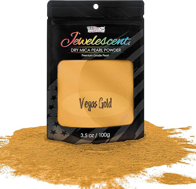 U.S. Art Supply Jewelescent Mica Pearl Pigment Powder, Interference Gold 3.5 oz (100g) Pouch - Cosmetic Grade, Epoxy Resin Color Pigment, Mica Powder for Resin, Soap, Slime, Candle Dye, Art, Crafts