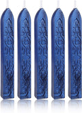 Blue Sealing Wax Sticks, Yoption 5 Pcs Totem Fire Manuscript Wax Seal Sticks with Wicks for Wax Seal Stamp (Navy Blue)