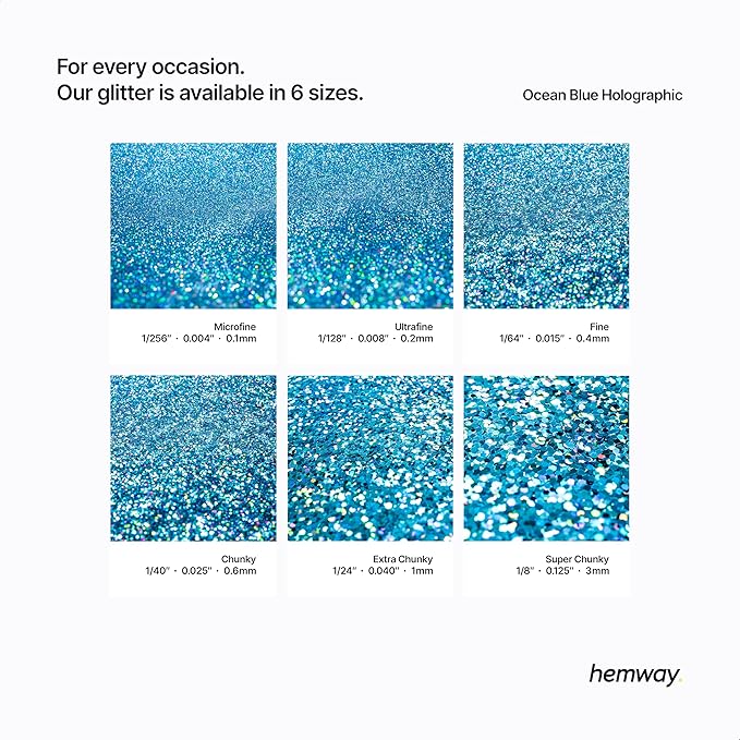 Hemway Glitter for Resin 100g Ocean Blue Holographic Metallic Crystals for Epoxy Craft Super Chunky Flakes Tumblers Wax Melt