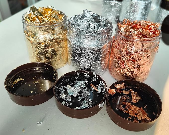 Gilding Flakes,Gold Foil Flakes for Resin,Blue Red Purple Pink Metallic Foil Flakes for Resin Jewelry Making,Nails,Painting Art,Crafts and Slime (Imitation Gold)