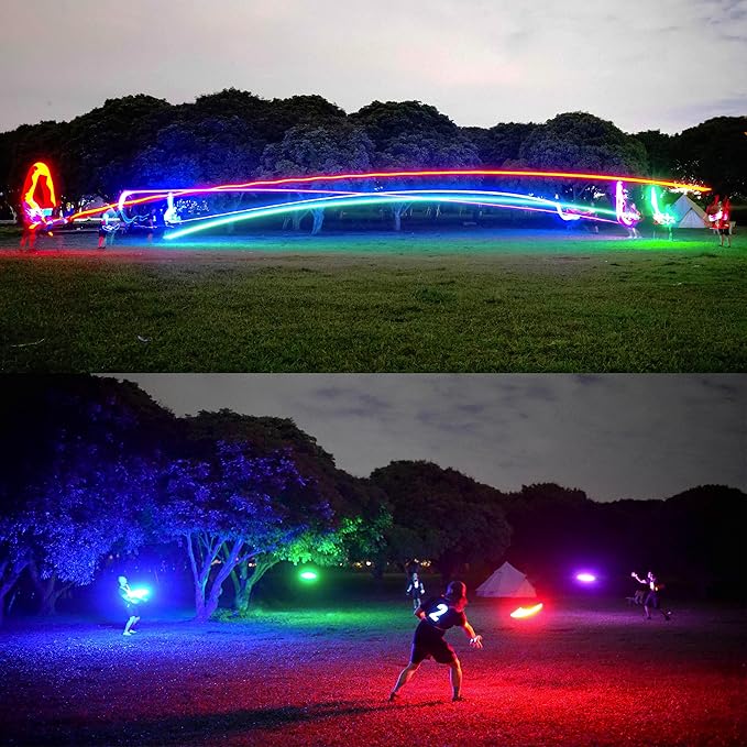 6 of TOSY Flying Disc 36 LEDs, Extremely Bright, Smart Modes, Auto Light Up, Rechargeable, Perfect Birthday & Camping Gift for Men/Boys/Teens/Kids, 175g frisbees