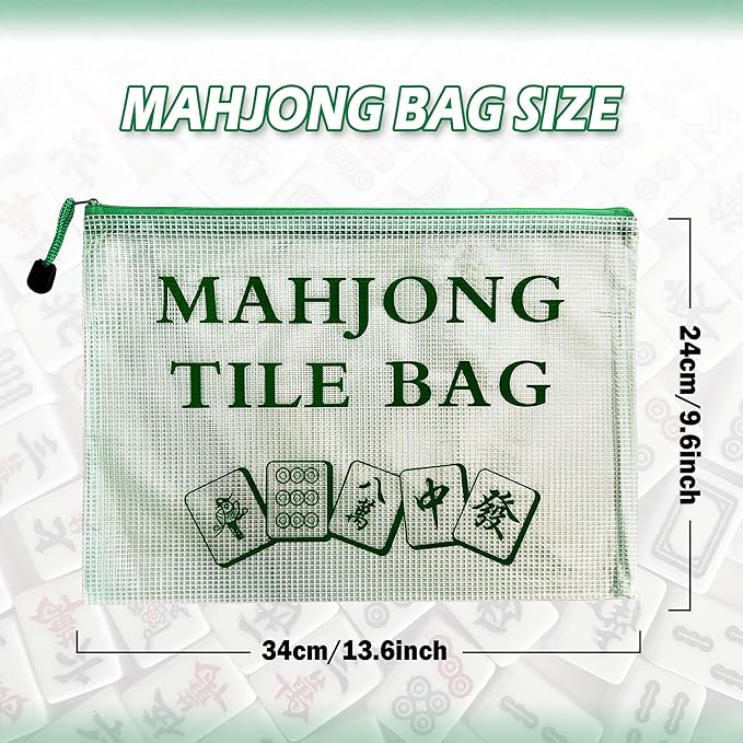 2Pack Mahjong Tile Bag, Case for American Mah Jong Set, Mahjong Gifts Accessories, Portable Card Holder Bouch, Green (Case Only)
