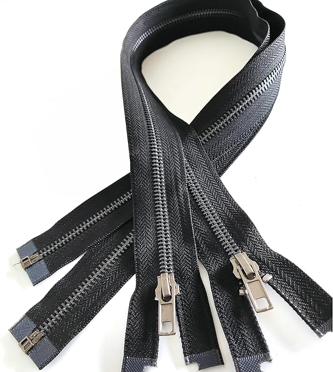 Leekayer 2PCS #5 27 Inch Zipper Black Nickel Teeth Zipper Black Metal Zipper Open End Zipper for Repair Coat Jacket
