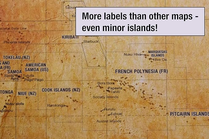 Laminated World Pioneer Map Poster | Vintage Style Map | Includes The Most Legible Location Labels | 36” x 24” | Shipped Rolled in a Tube, Not Folded | Great for The Home or Classroom