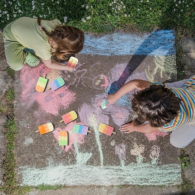 48 Pcs Ice Cream Sidewalk Chalk Set Multicolor Party Favors Bulk Washable Safe Outdoor Chalk for Kids Adults Fun Summer Playground Outdoor Activities Painting on Chalkboard Blackboard