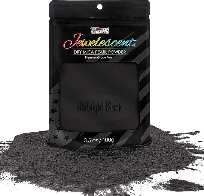U.S. Art Supply Jewelescent Mica Pearl Pigment Powder, Midnight Black 3.5 oz (100g) Pouch - Cosmetic Grade, Epoxy Resin Color Pigment, Mica Powder for Resin, Soap, Slime, Candle Dye, Art, Crafts