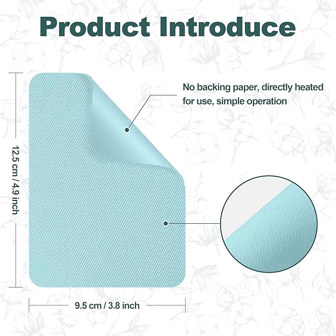 Iron on Patches for Clothes, 8 Pieces Patches for Cloth, 100% Cotton Fabric Patches for Clothing, Bag, Hat Repair, Clothing Repair Decorating Kit 3.7" by 4.9" (9.5 cm x 12.5 cm, Light Blue)