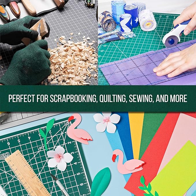 U.S. Art Supply 18" x 24" Self-Healing Cutting Mat 5-Ply - Double-Sided Green/Black Craft Mat, Non-Slip Cutting Mats for Crafts, Sewing, Quilting, Scrapbooking