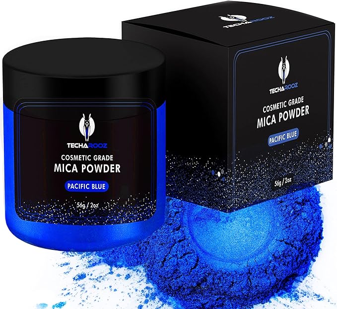 Blue Mica Powder for Epoxy Resin 56g / 2oz. Jar - TECHAROOZ 2 Tone Resin Dye Color Pigment Powder for Lip Gloss, Nails, Colorant for Slime Bath Bombs Soap Making & Polymer Clay