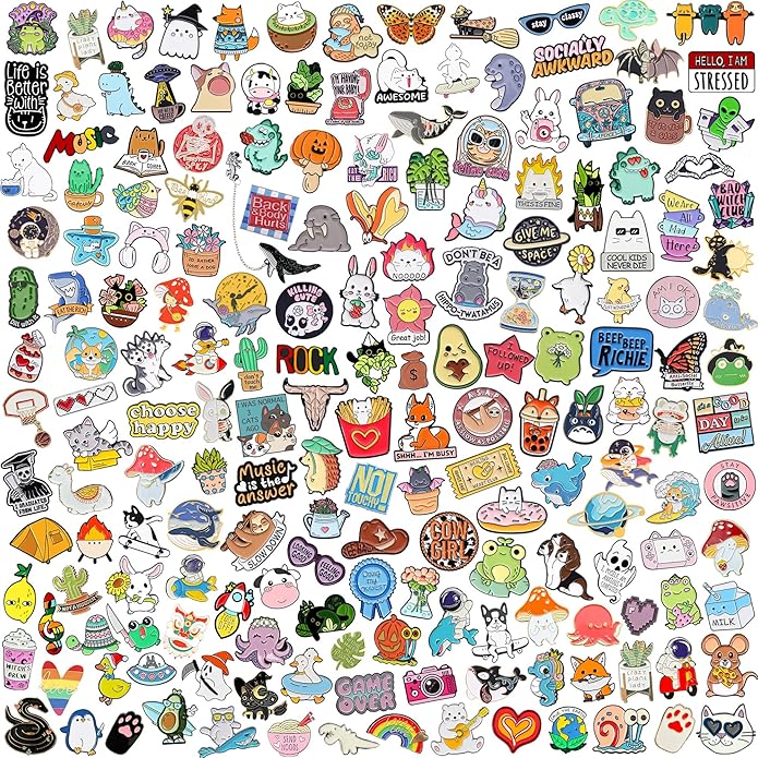 20/40/50 Pcs Cute Enamel Backpack Pins, Funny Anime Enamel Lapel Pins Bulk Set Cool Brooch Button Pins Badge Aesthetic for Backpacks, Bag, Jacket, Kids, Girls, Festival Present (Random Style)