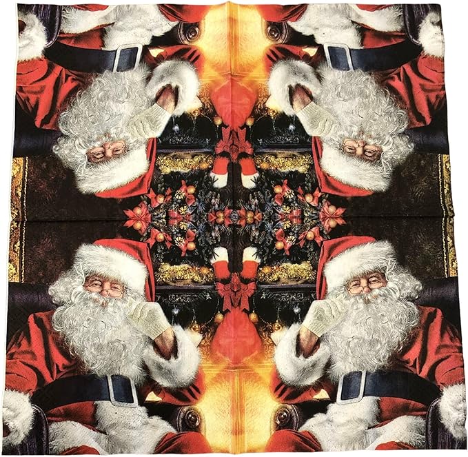 20-ct 13x13 Christmas Paper Decoupage Napkins, 3-Ply Servilletas Tissue Napkin for Dinner and Parties, Disposable Napkins (Santa Chair)